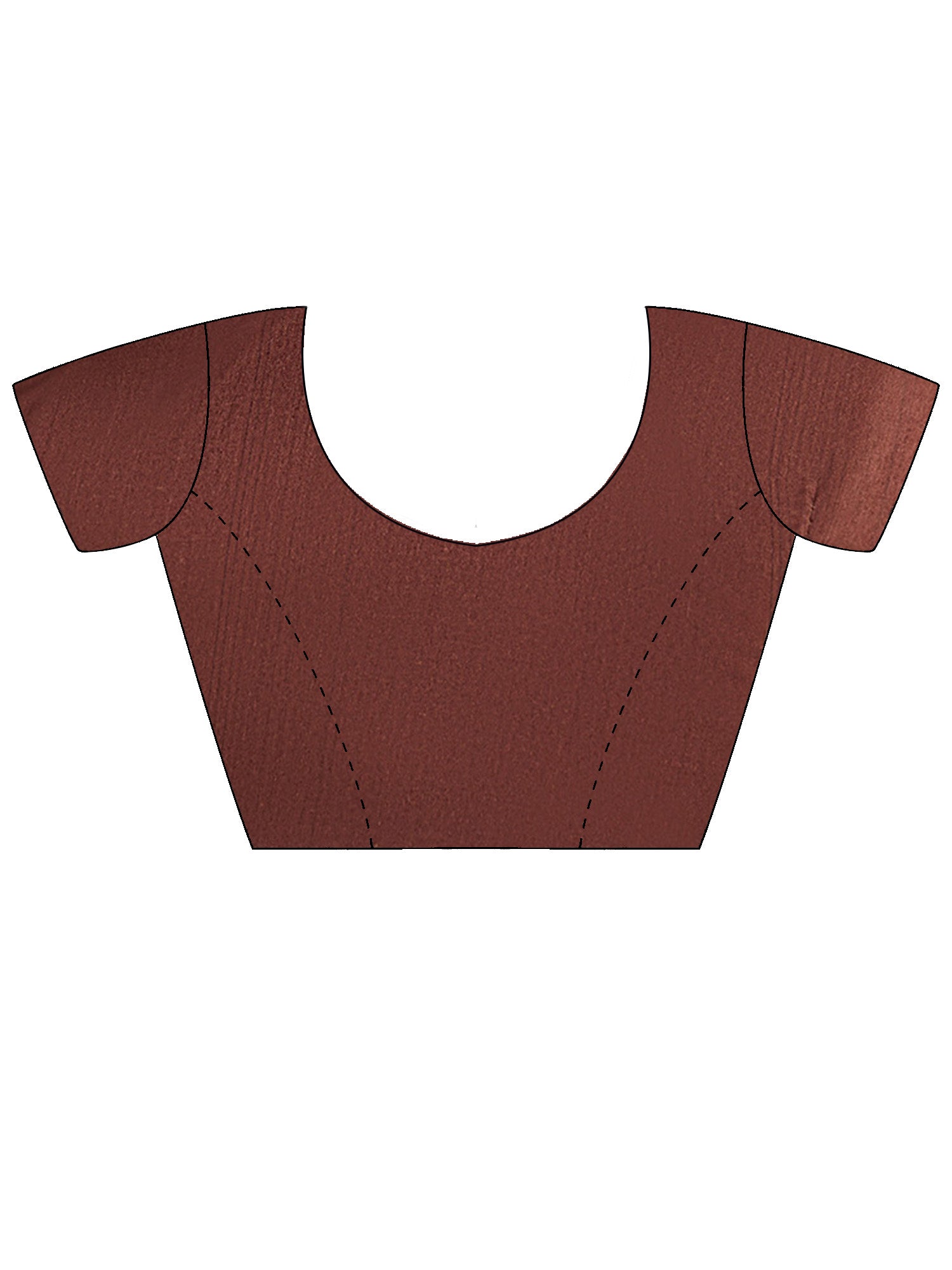 Unstitched brown silk blend blouse piece with kalamkari design