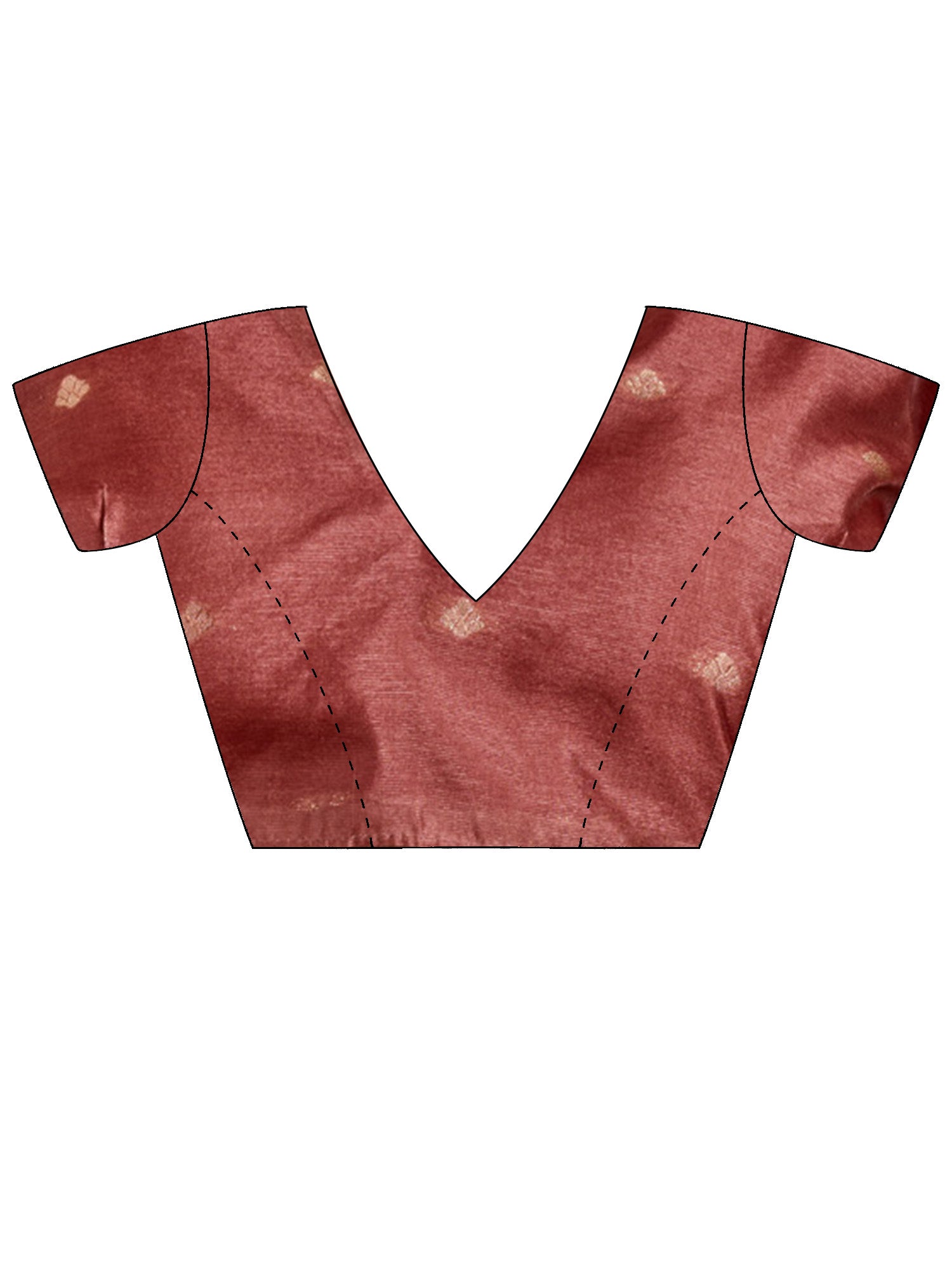 Unstitched brown cotton blend blouse piece with solid design