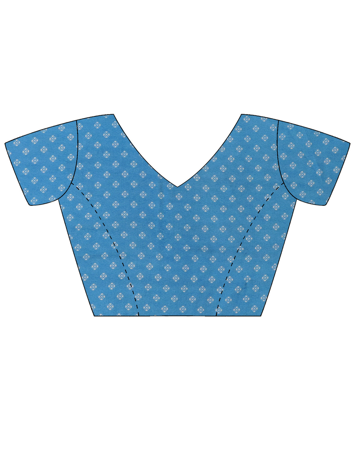 Unstitched turquoise blue georgette blouse piece with ethnic motif design