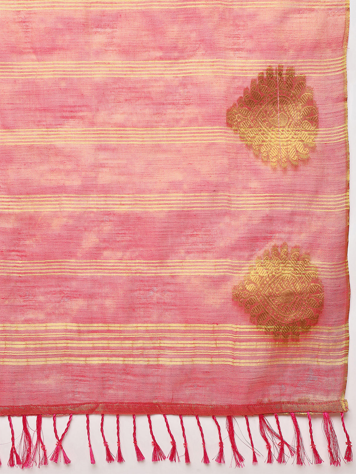 Orange Linen saree – detail view 5