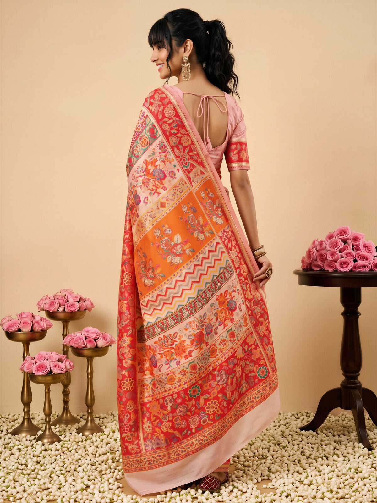 Pink Cotton Silk saree – detail view 1