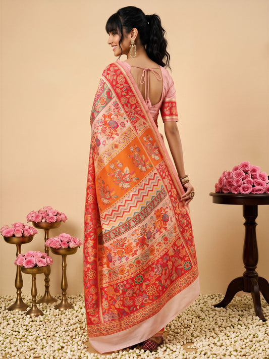 Pink Cotton Silk saree – detail view 1