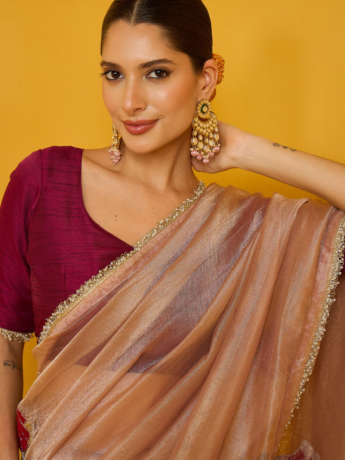 Rose Gold Tissue saree – detail view 3