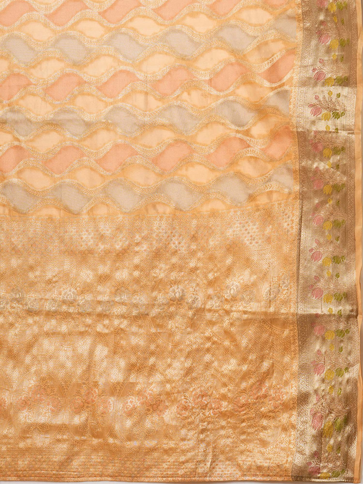 Orange Organza saree – detail view 5