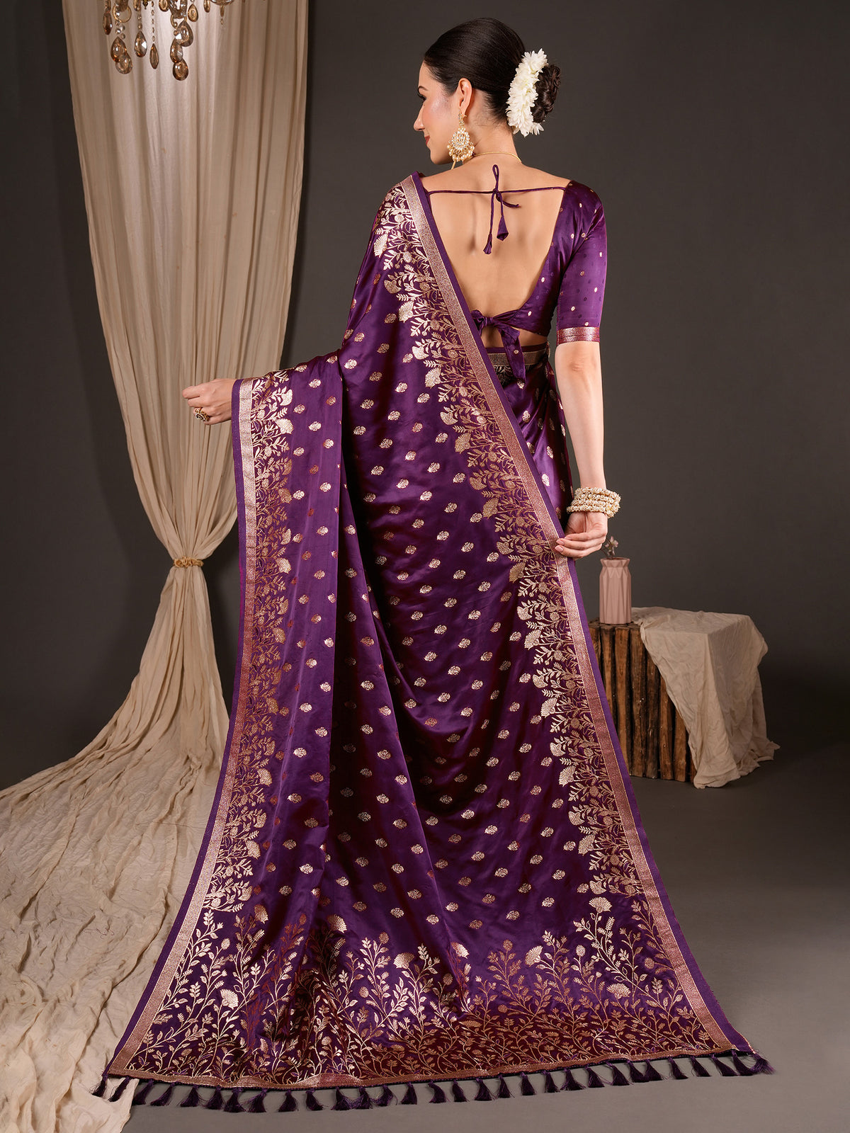 Purple Silk Blend saree – detail view 1