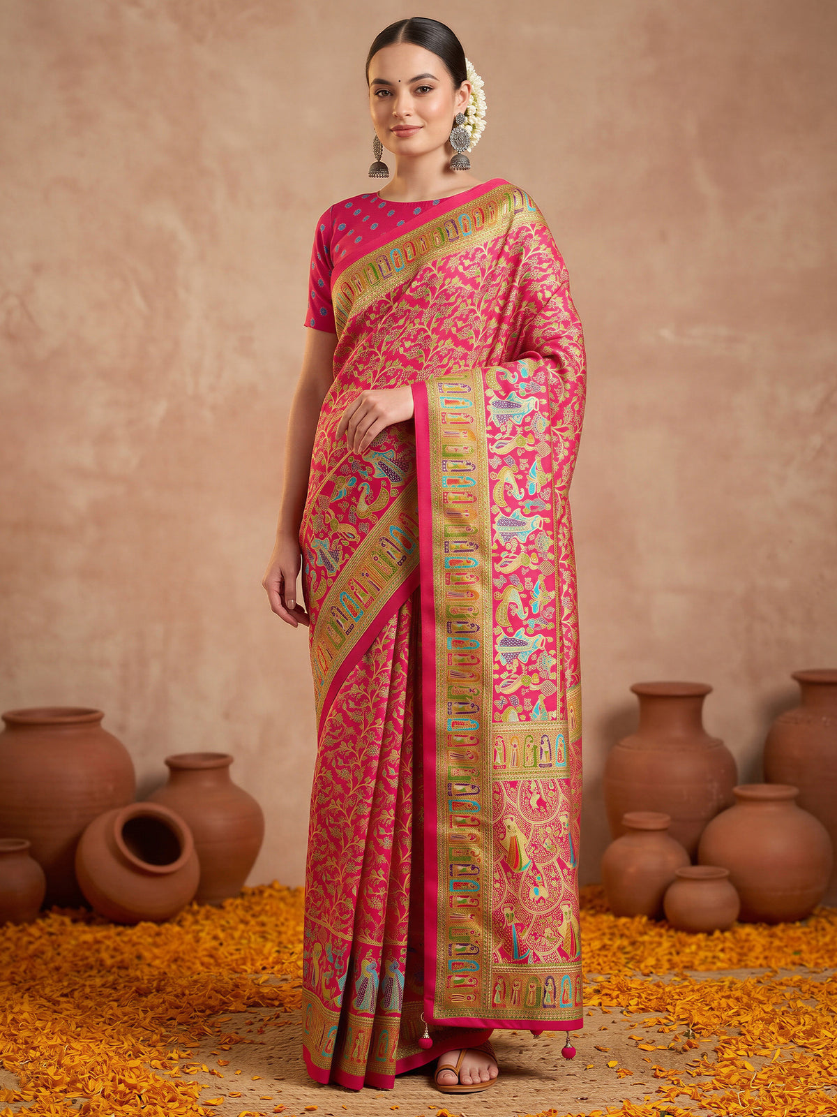 Pink Silk Blend saree – detail view 3