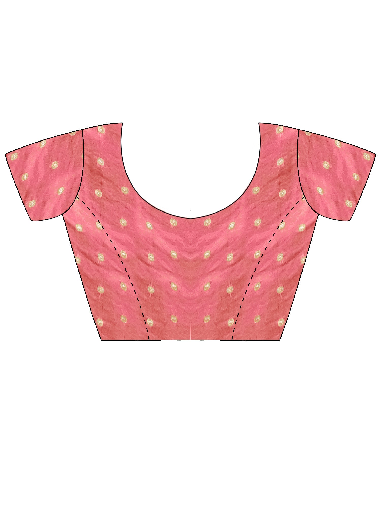 Unstitched pink silk blend blouse piece with zari butta design
