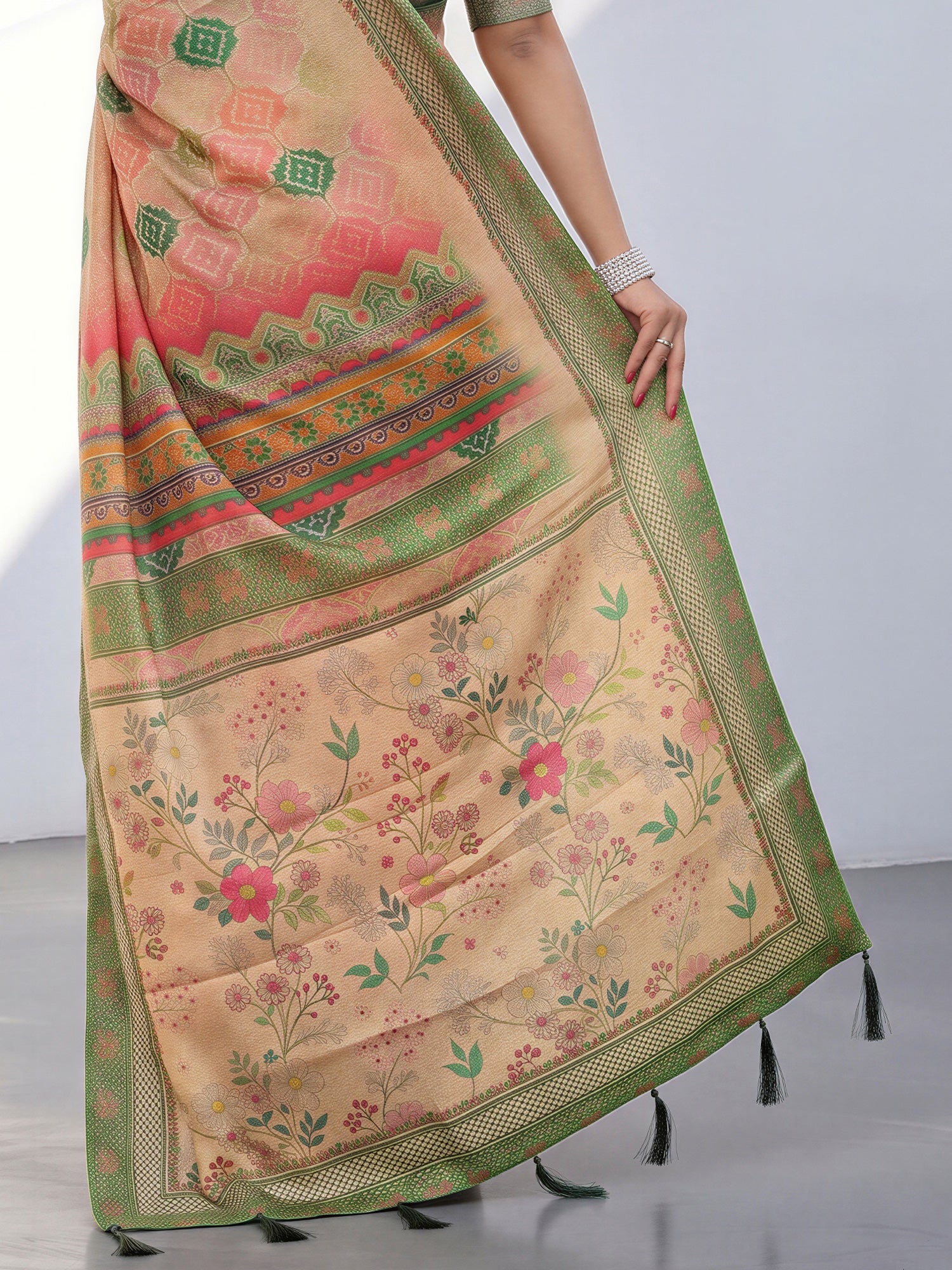 Light Brown Cotton Silk saree – detail view 5