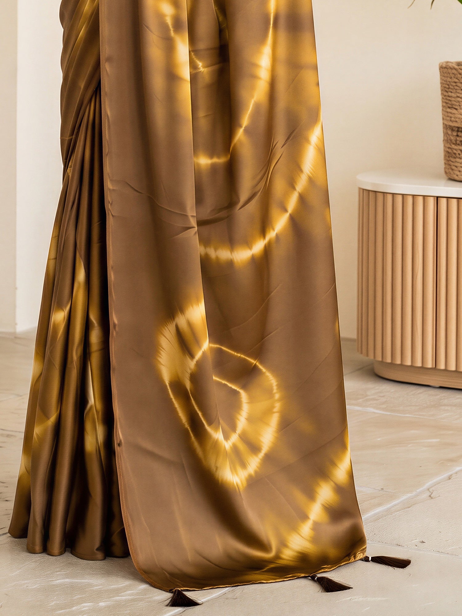 Brown Satin Silk saree – detail view 5