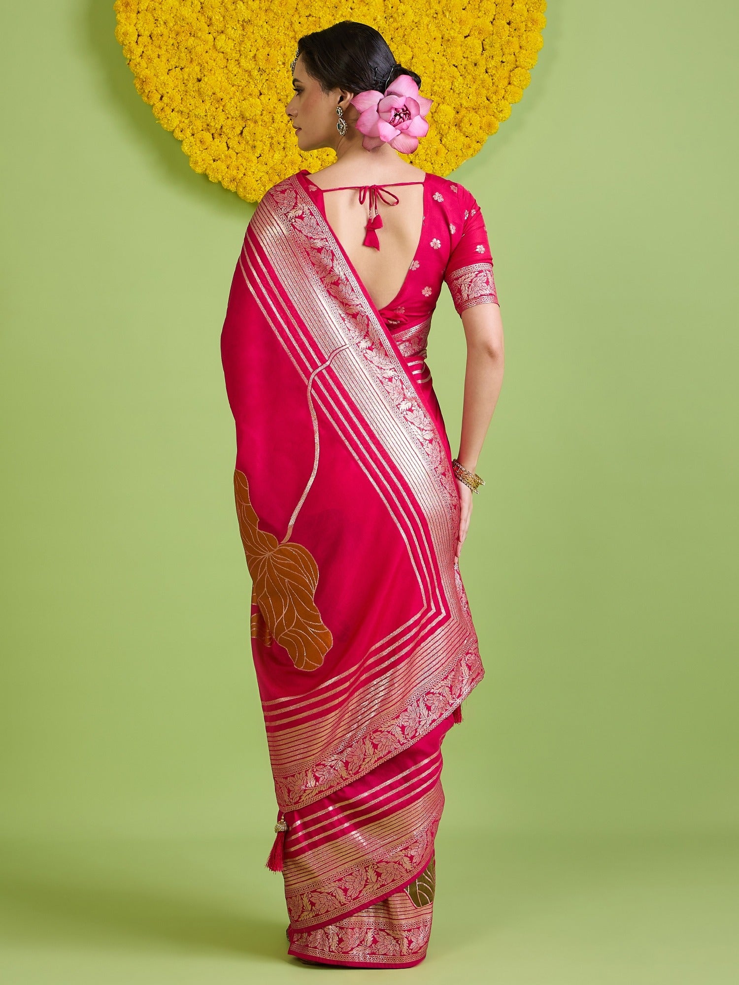 Pink Silk Blend saree – detail view 6