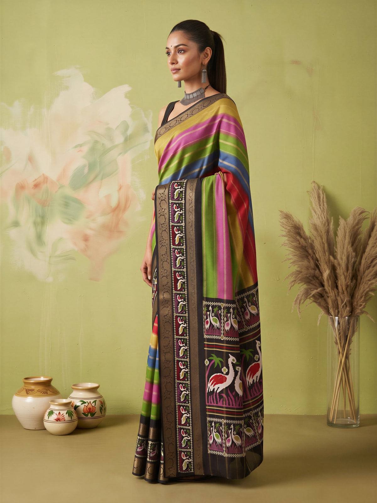 Multicolored Dola Silk saree – detail view 2
