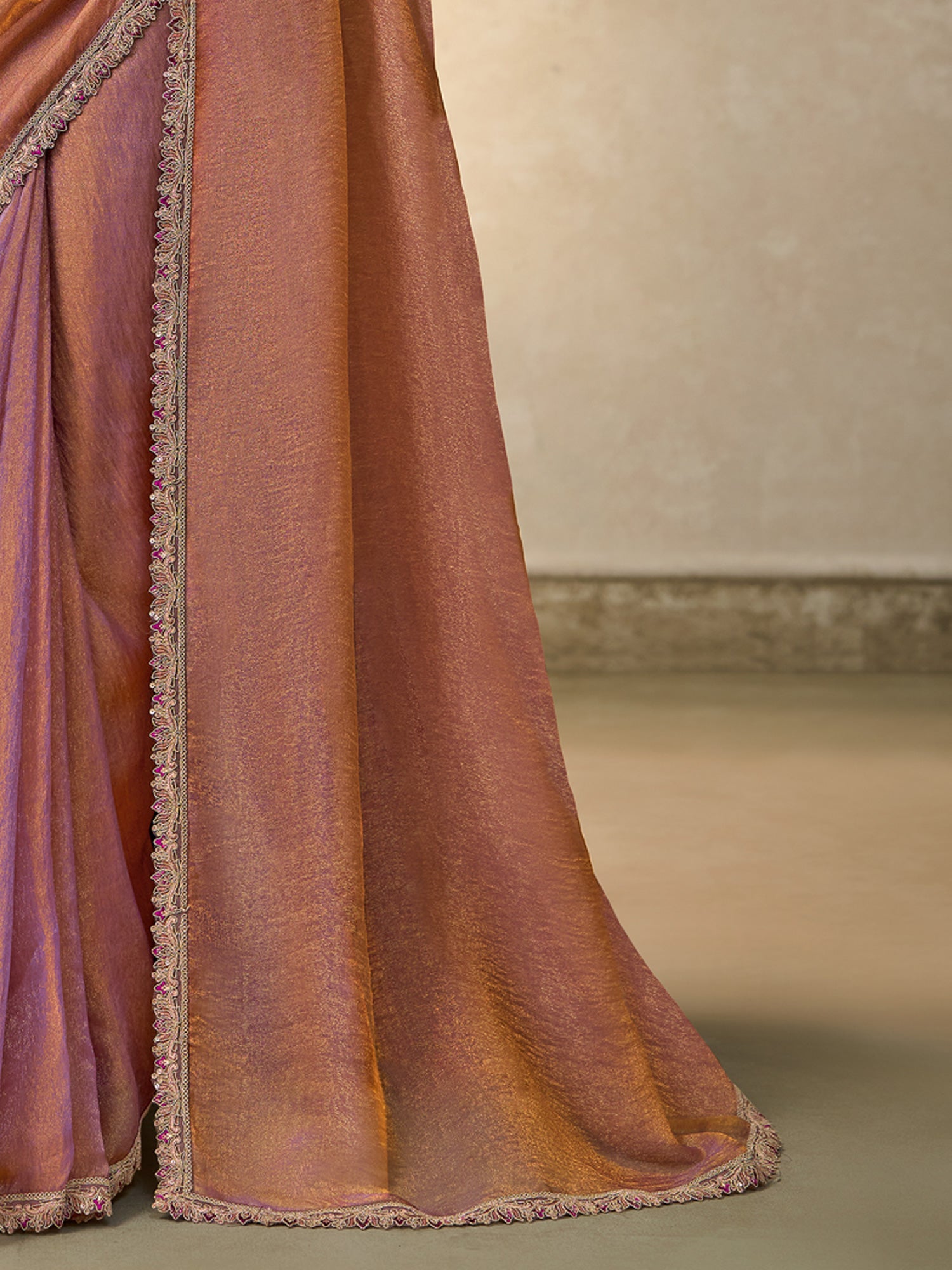Rose Gold Georgette saree – detail view 4
