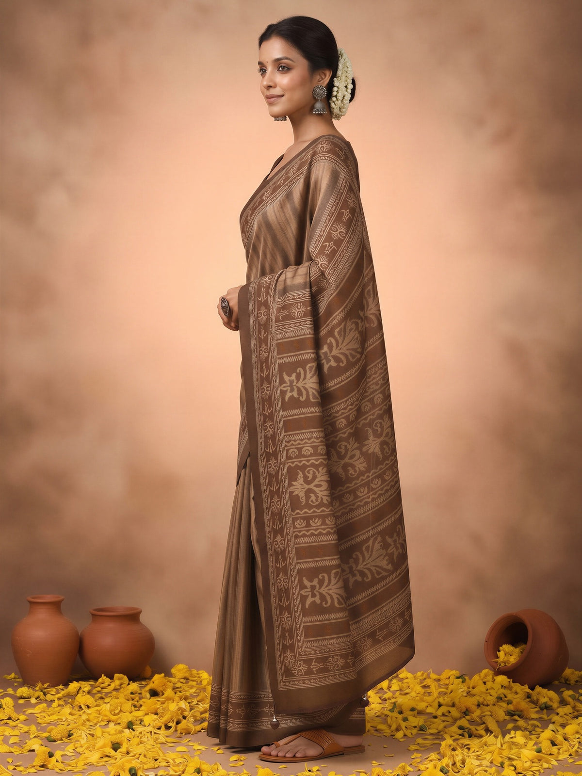 Brown Silk Blend saree – detail view 2