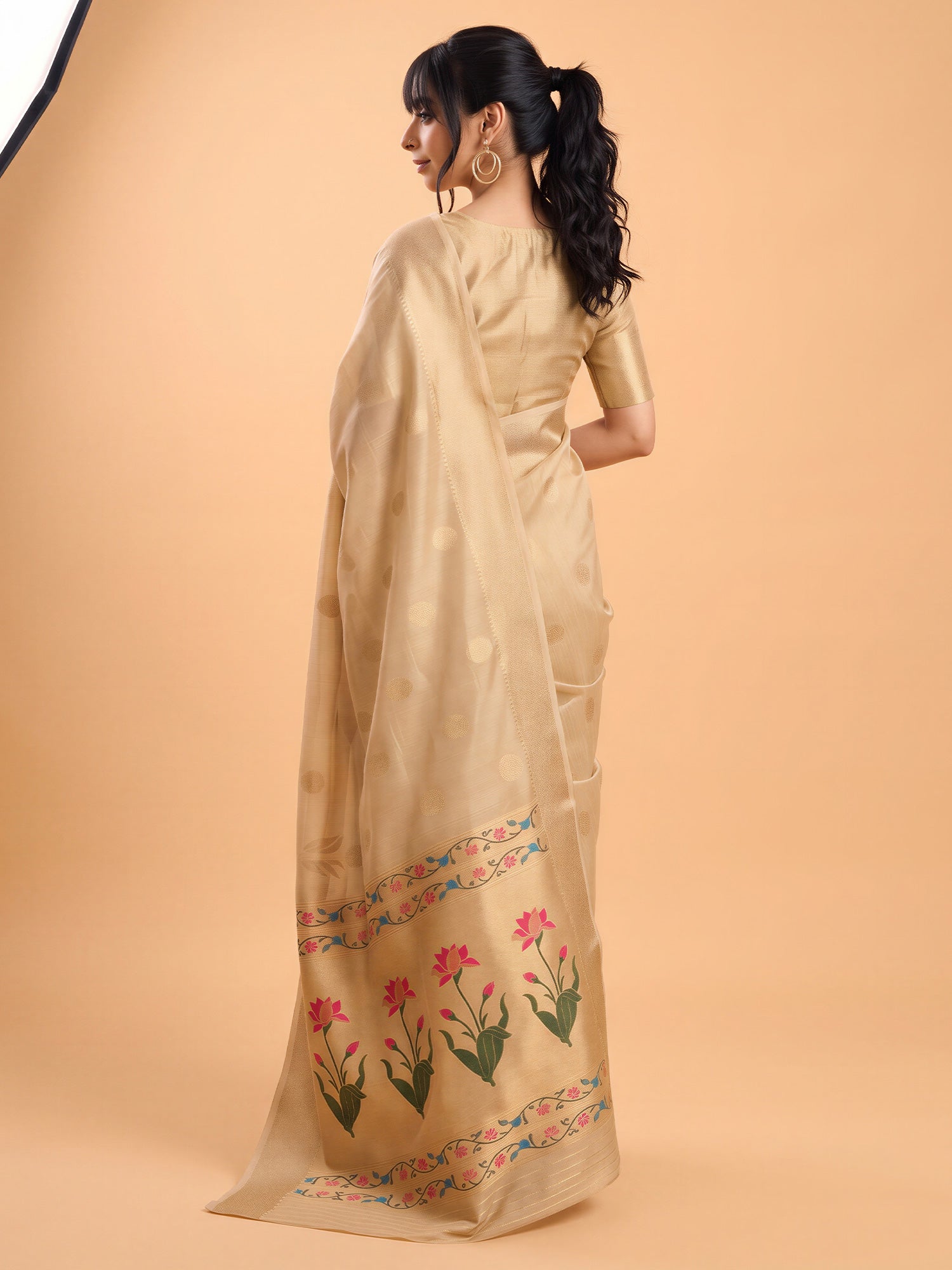 Cream Tissue saree – detail view 1