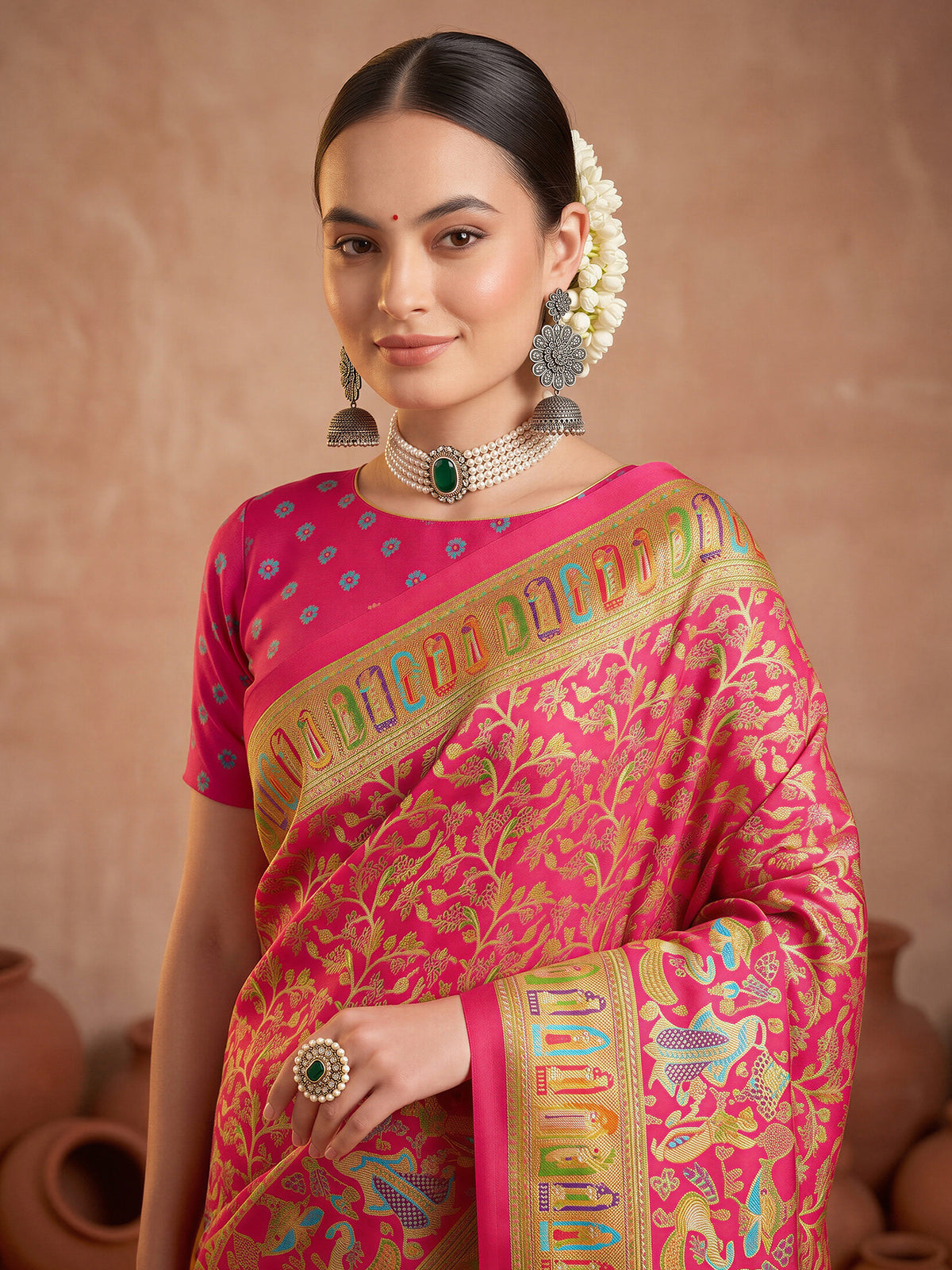 Pink Silk Blend saree – detail view 4