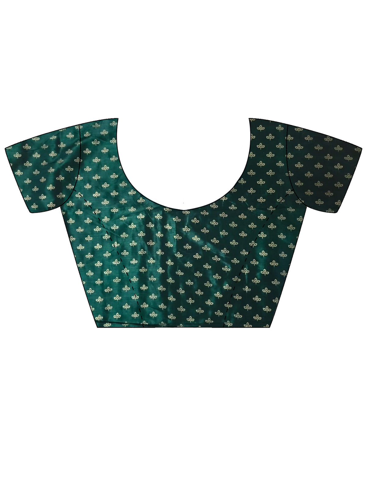 Unstitched green silk blend blouse piece with ethnic motif design