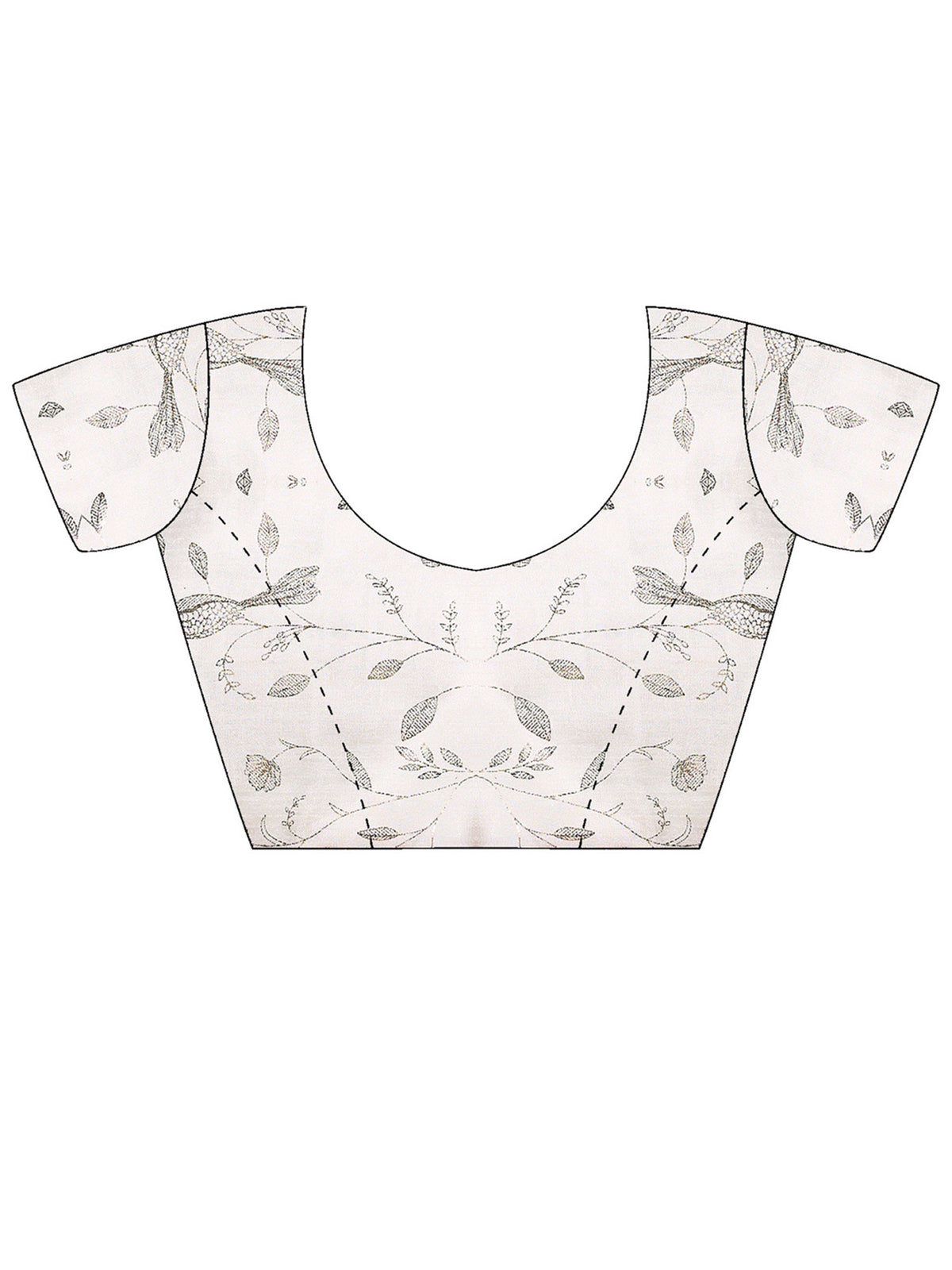 Unstitched white jacquard blouse piece with foil design