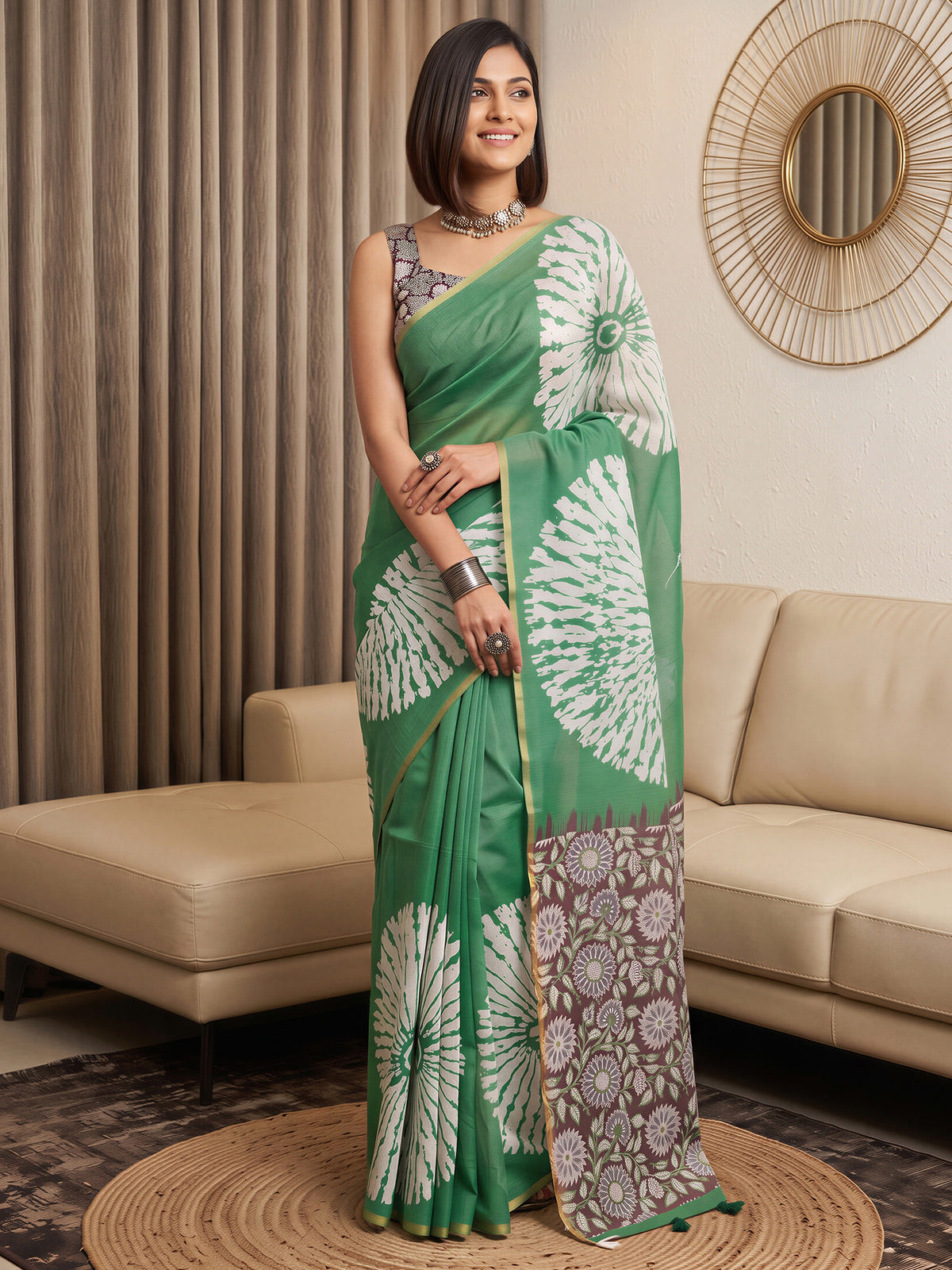 Light Green Cotton Blend saree – detail view 2