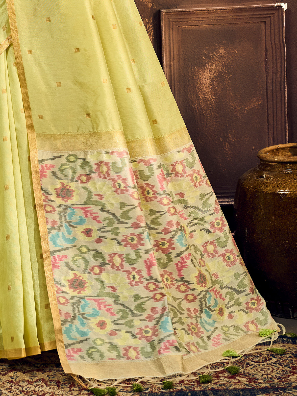 Light Green Cotton Silk saree – detail view 5