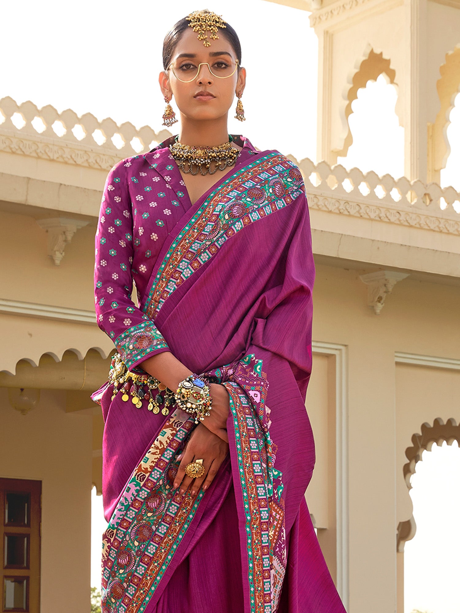 Purple Silk Blend saree – detail view 3