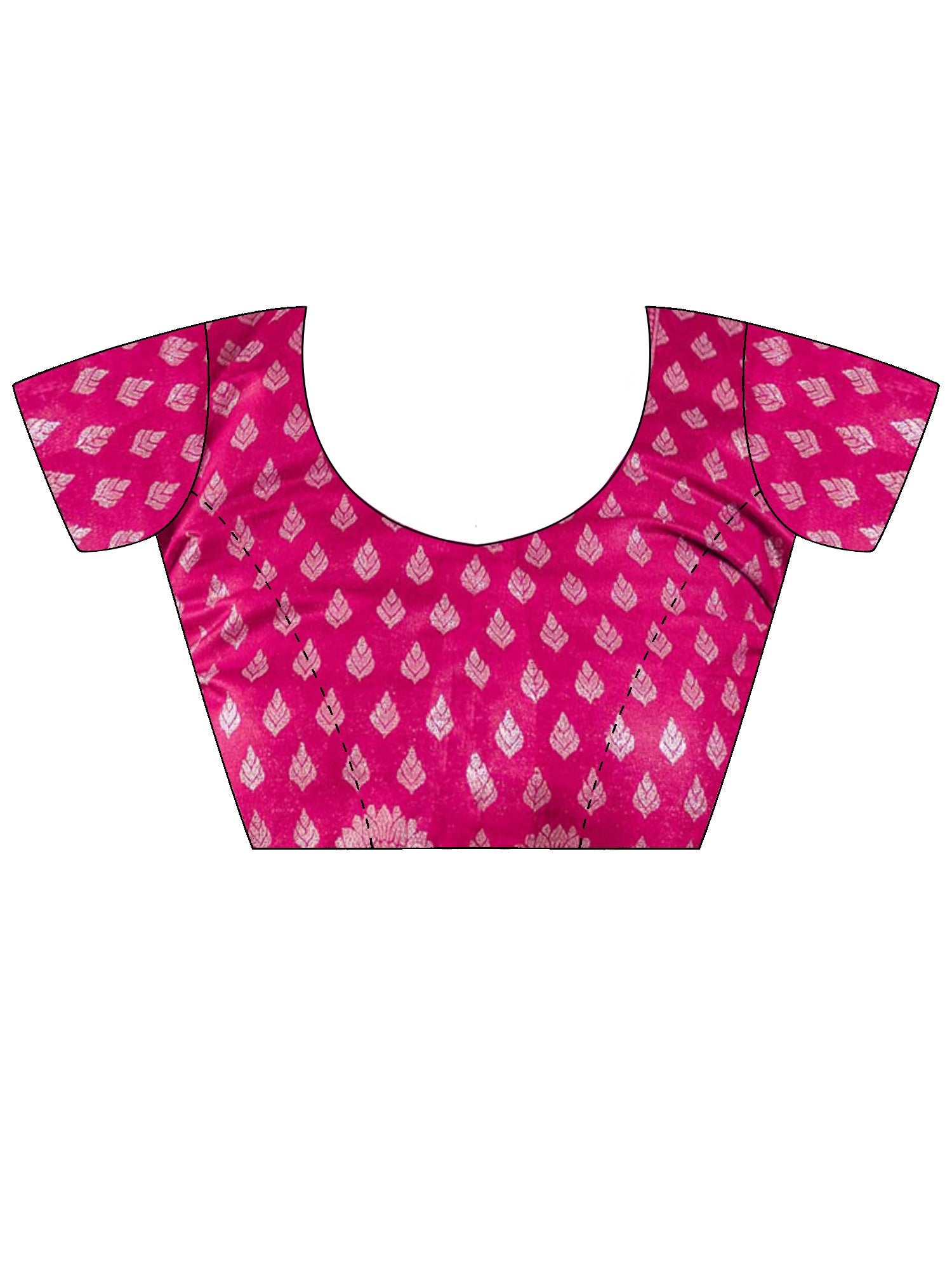 Unstitched pink silk blend blouse piece with ethnic motif design