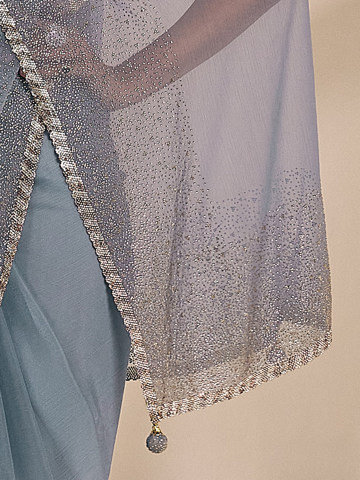 Light Blue chiffon saree view 5