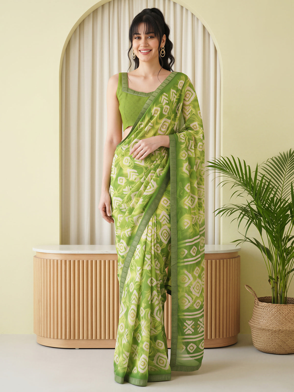 Light Green Georgette saree – detail view 3