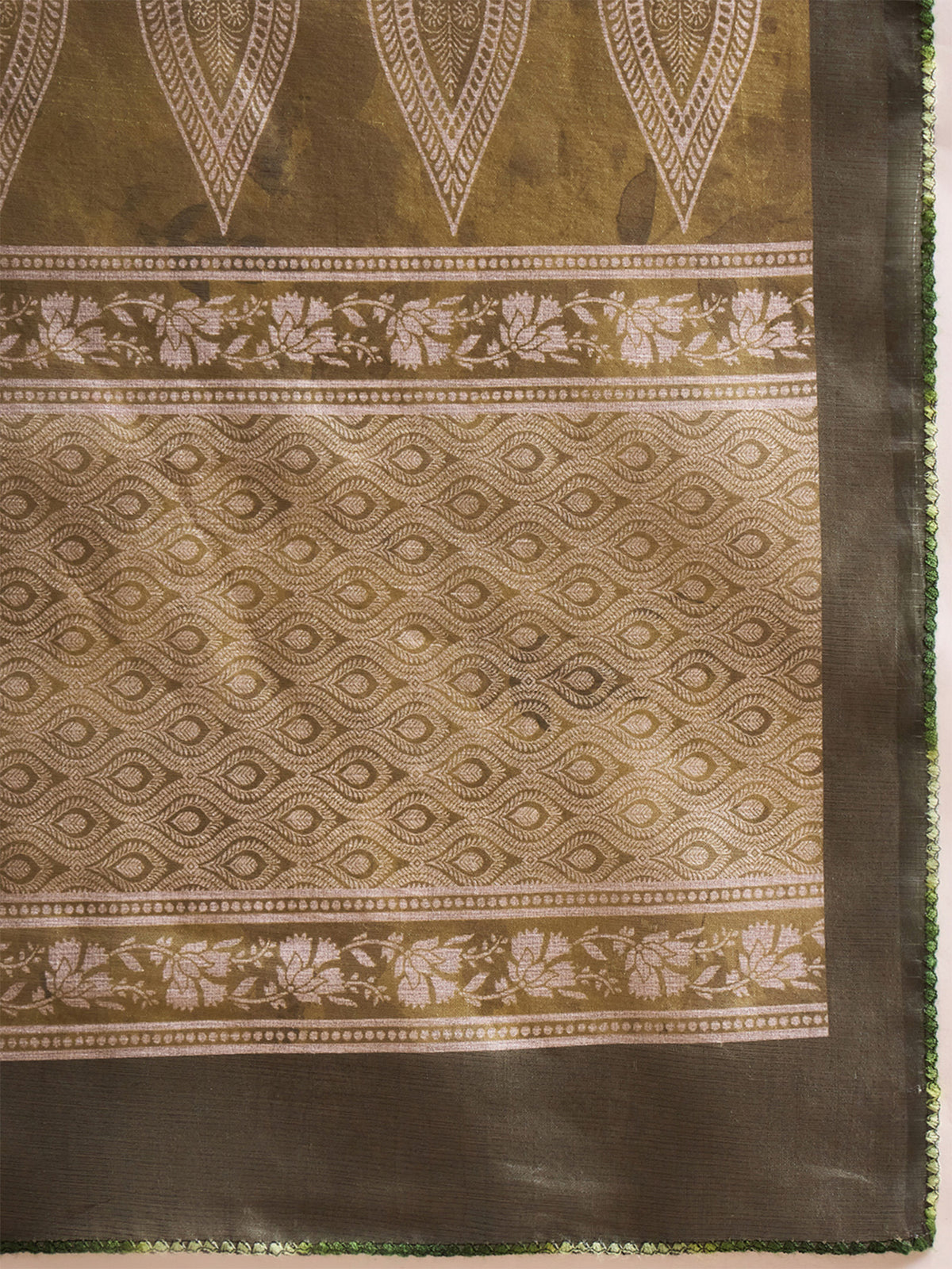 Olive Silk Blend saree – detail view 5