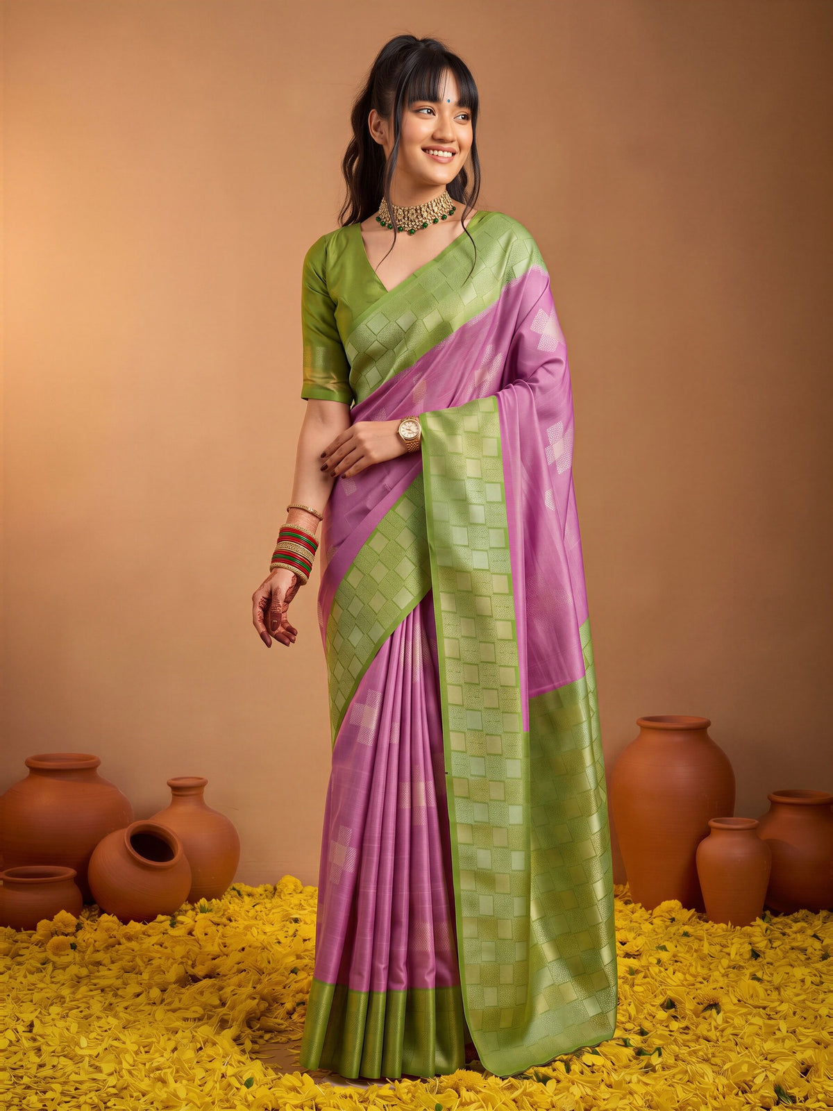Purple Cotton Blend saree – detail view 3