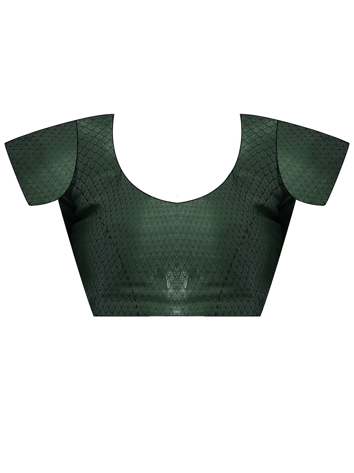 Unstitched green brocade blouse piece with ethnic motif design