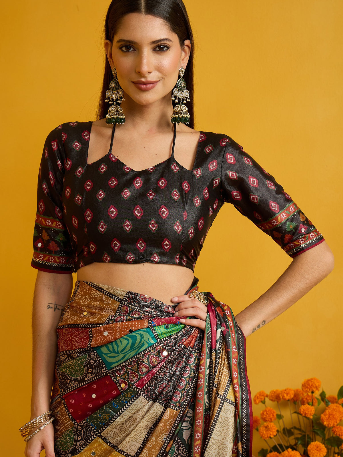 Multicolored Silk Blend saree – detail view 5