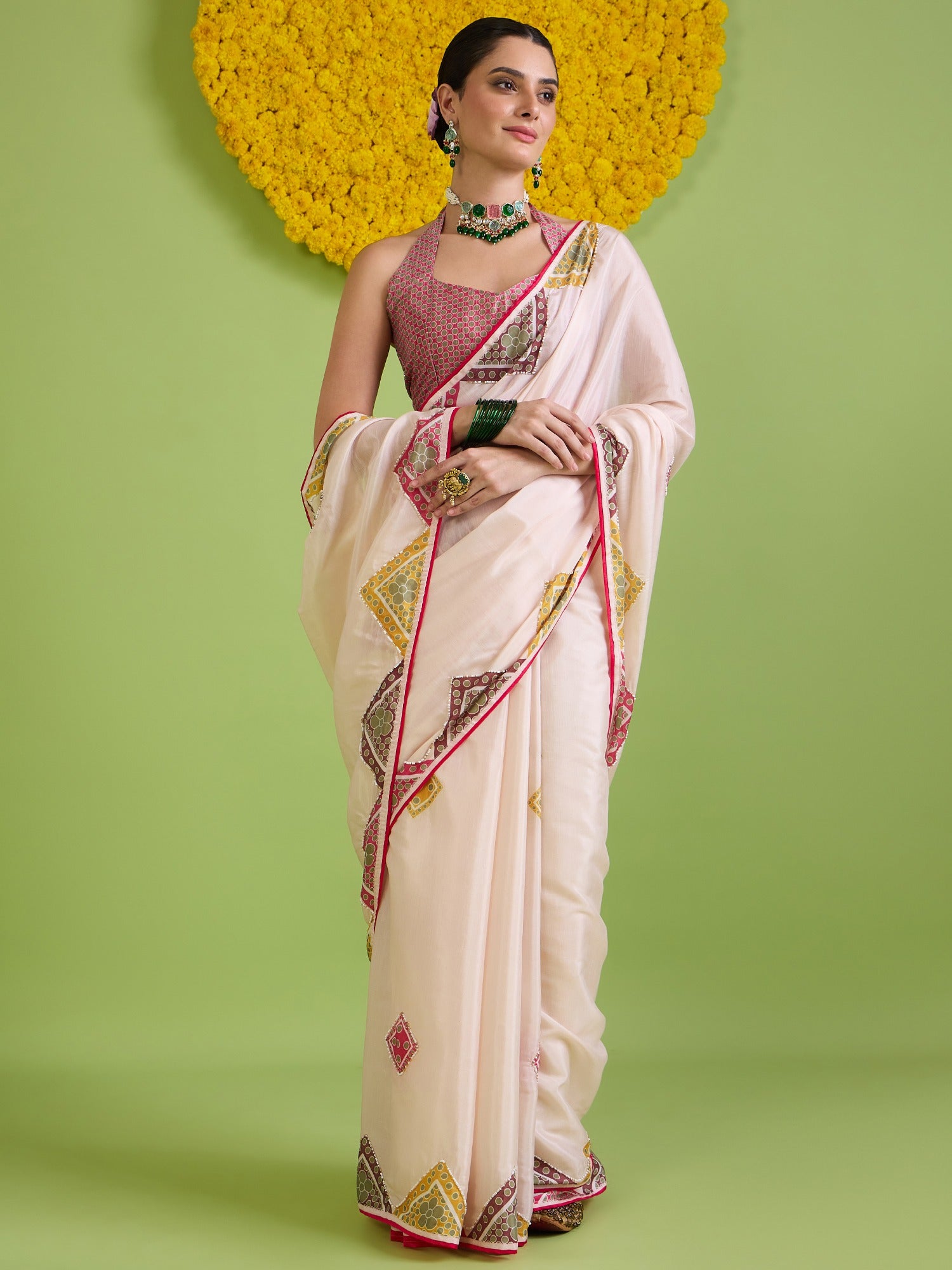Off White Cotton Silk saree – detail view 4