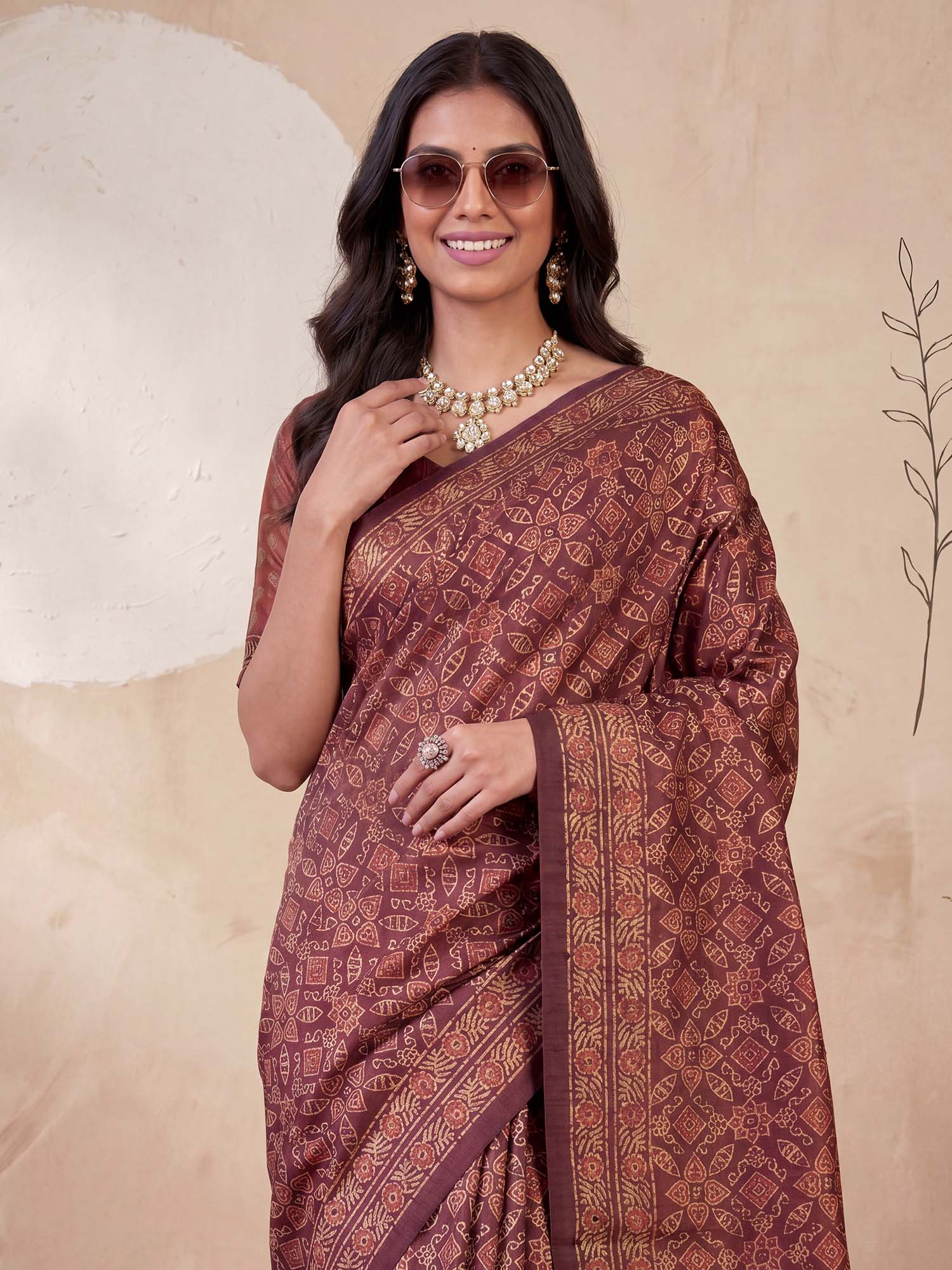 Maroon Silk Blend saree – detail view 4