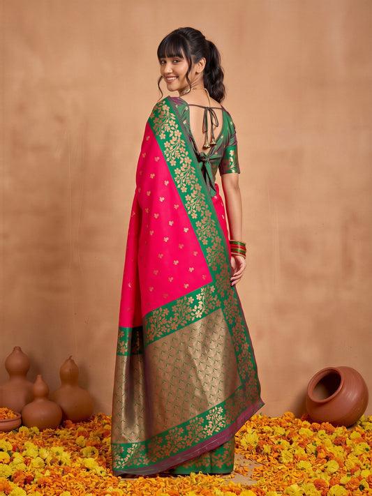 Pink Cotton Blend saree – detail view 1