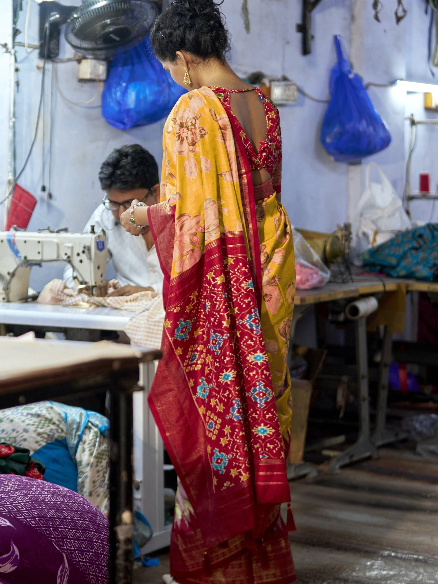 Mustard Tussar Silk saree – detail view 3