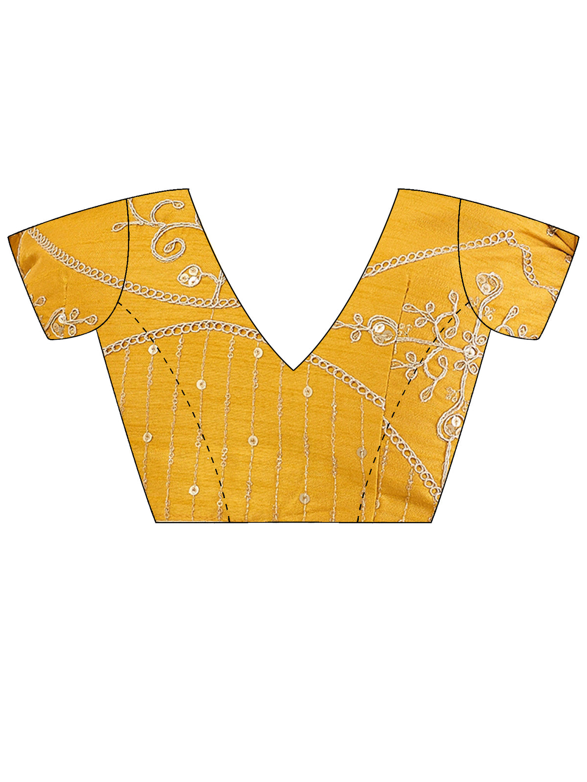 Unstitched yellow banglori silk blouse piece with embellished design