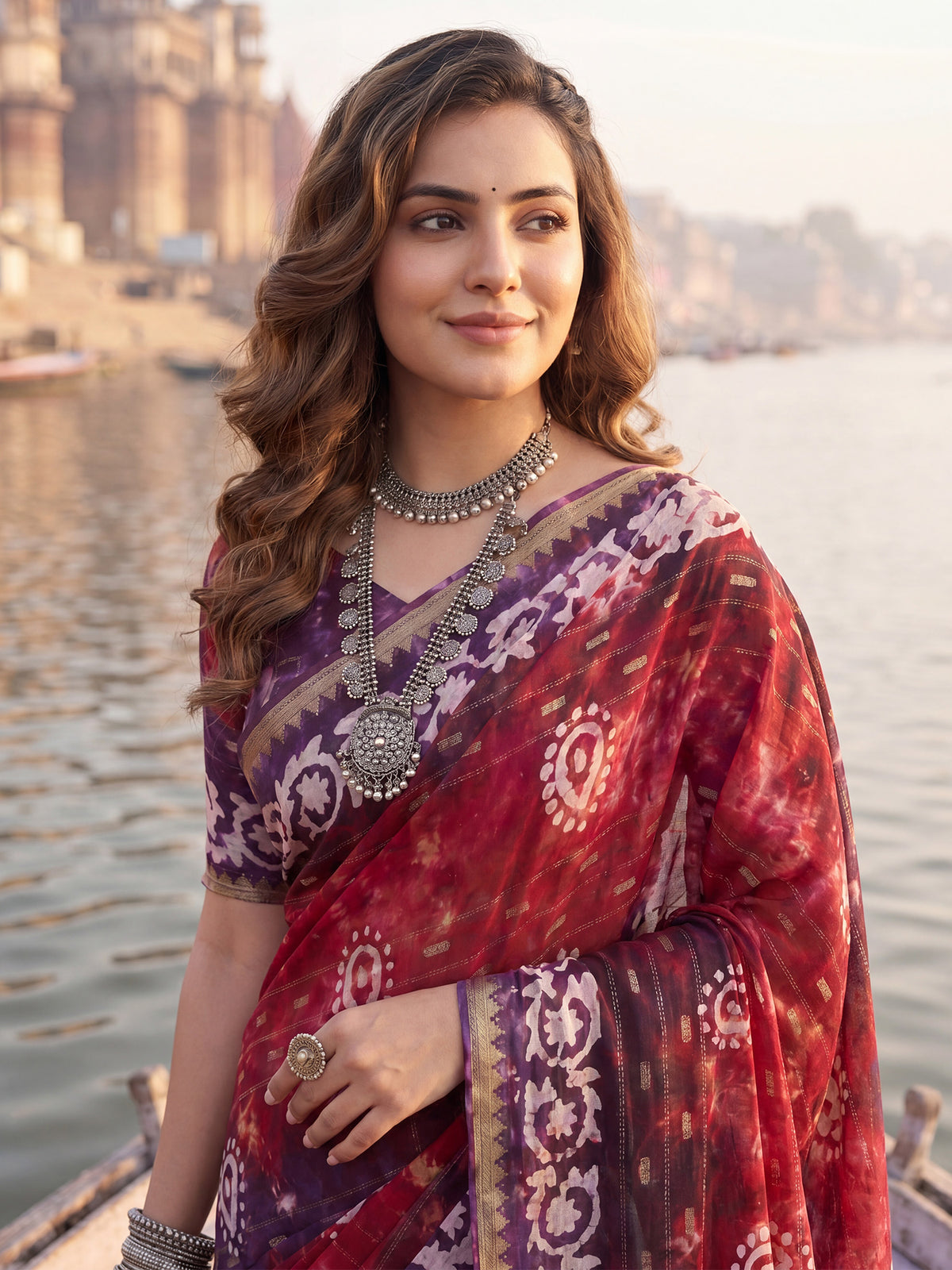 Red Cotton saree – detail view 4