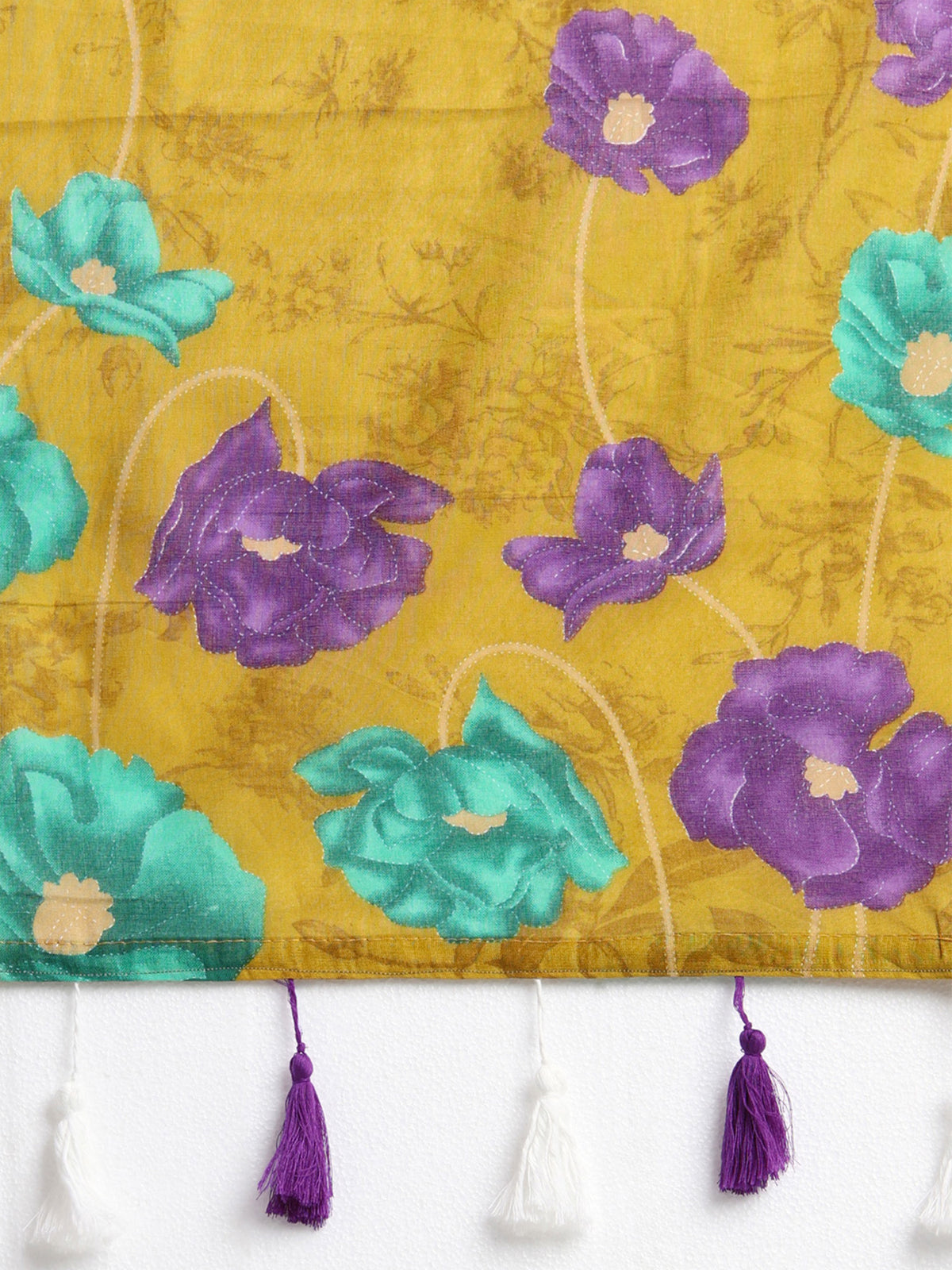 Mustard Cotton saree – detail view 5