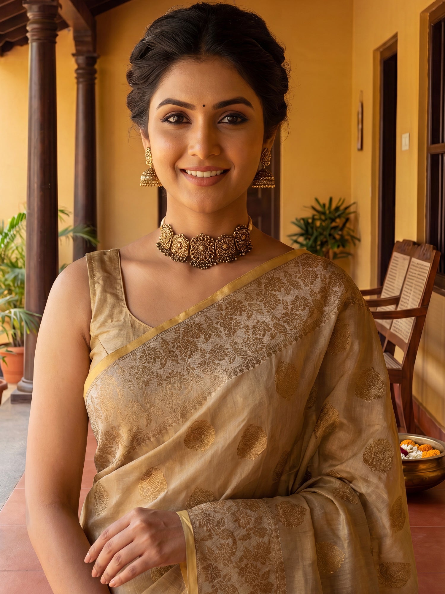 Off White Silk Blend saree – detail view 4