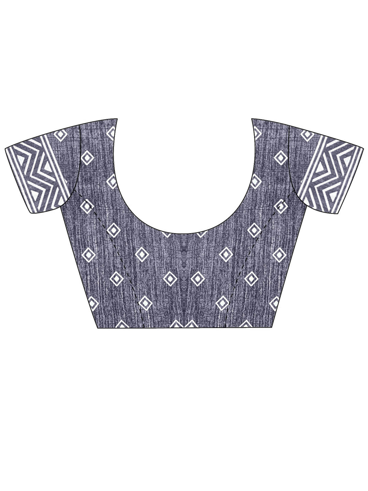 Unstitched grey dola silk blouse piece with geometric design