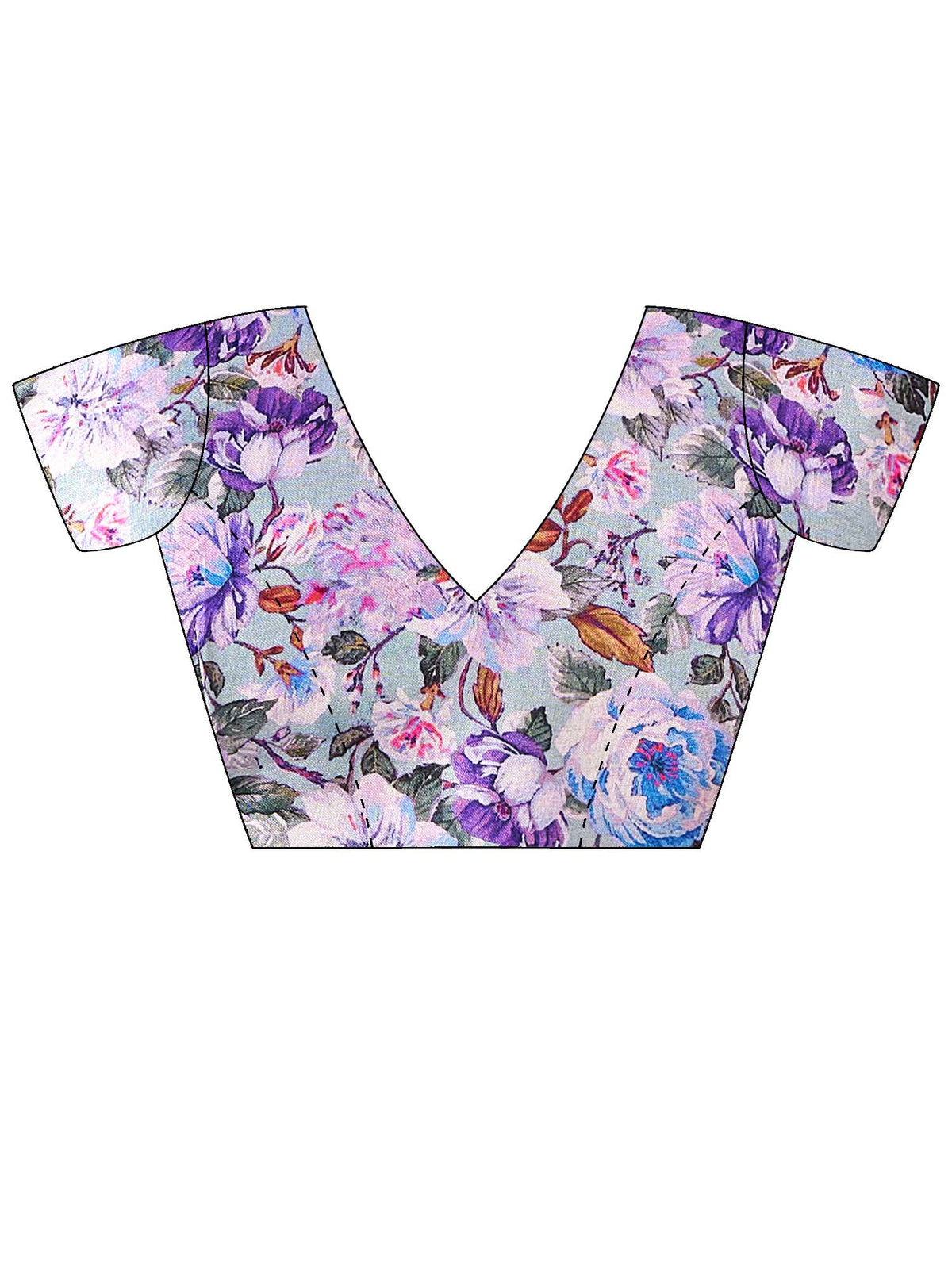 Unstitched multicolored tussar silk blouse piece with abstract design