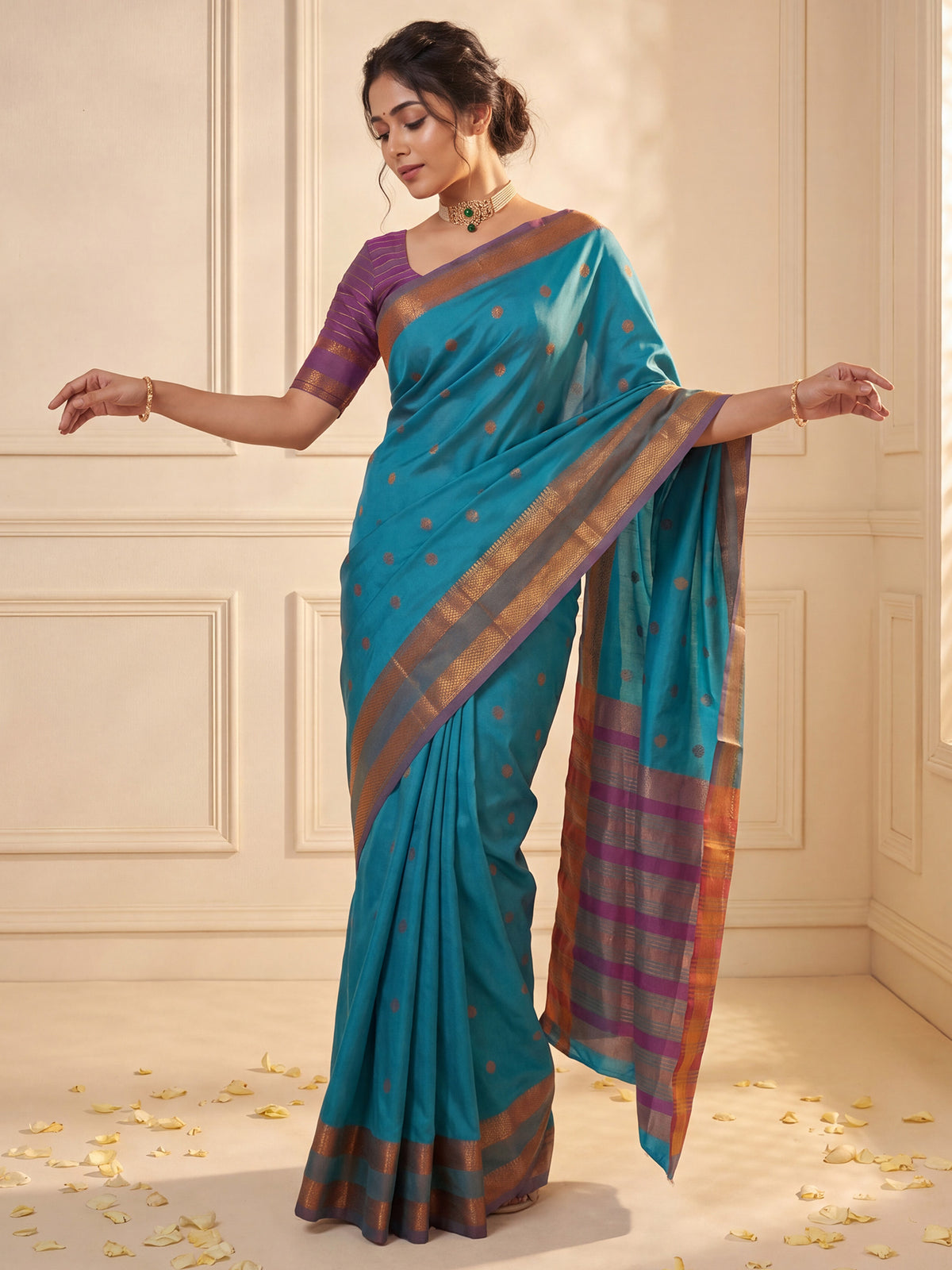 Light Blue Soft Silk saree – detail view 3