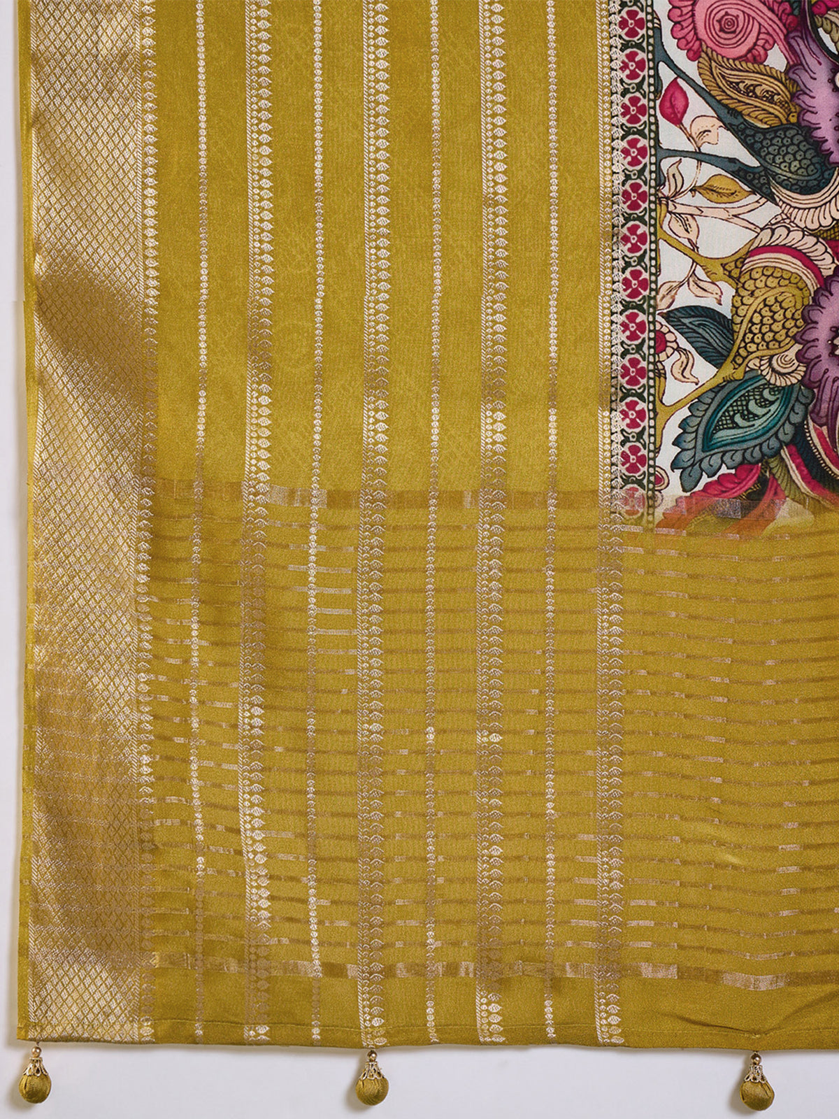Mustard Viscose Silk saree – detail view 5