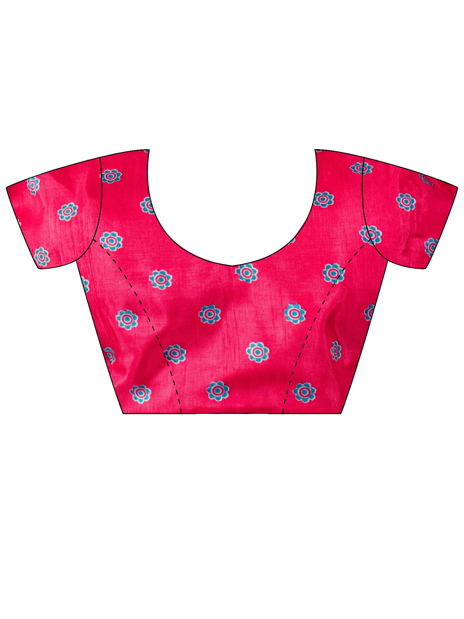 Unstitched pink silk blend blouse piece with ethnic motif design