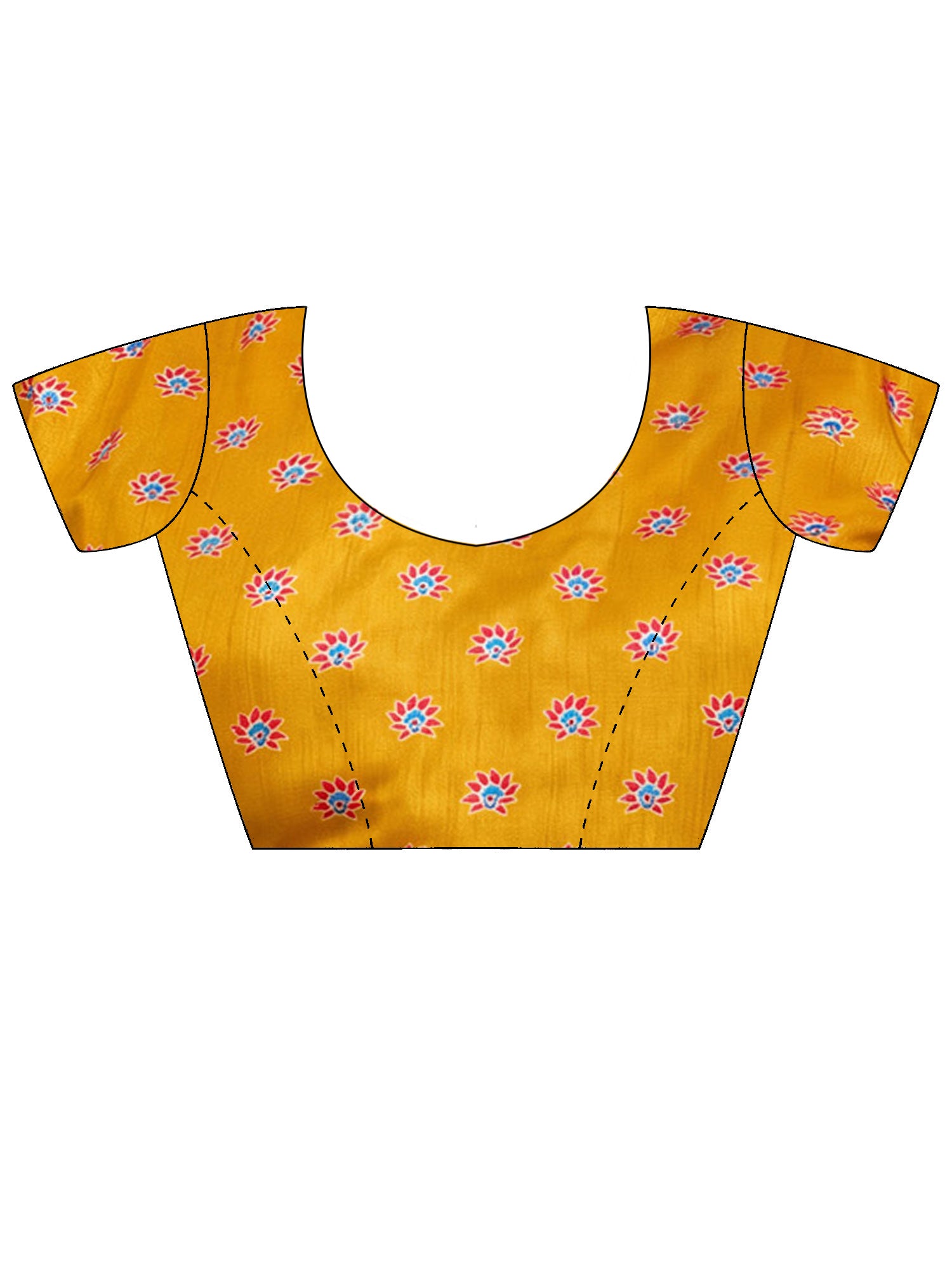 Unstitched mustard silk blend blouse piece with ethnic motif design
