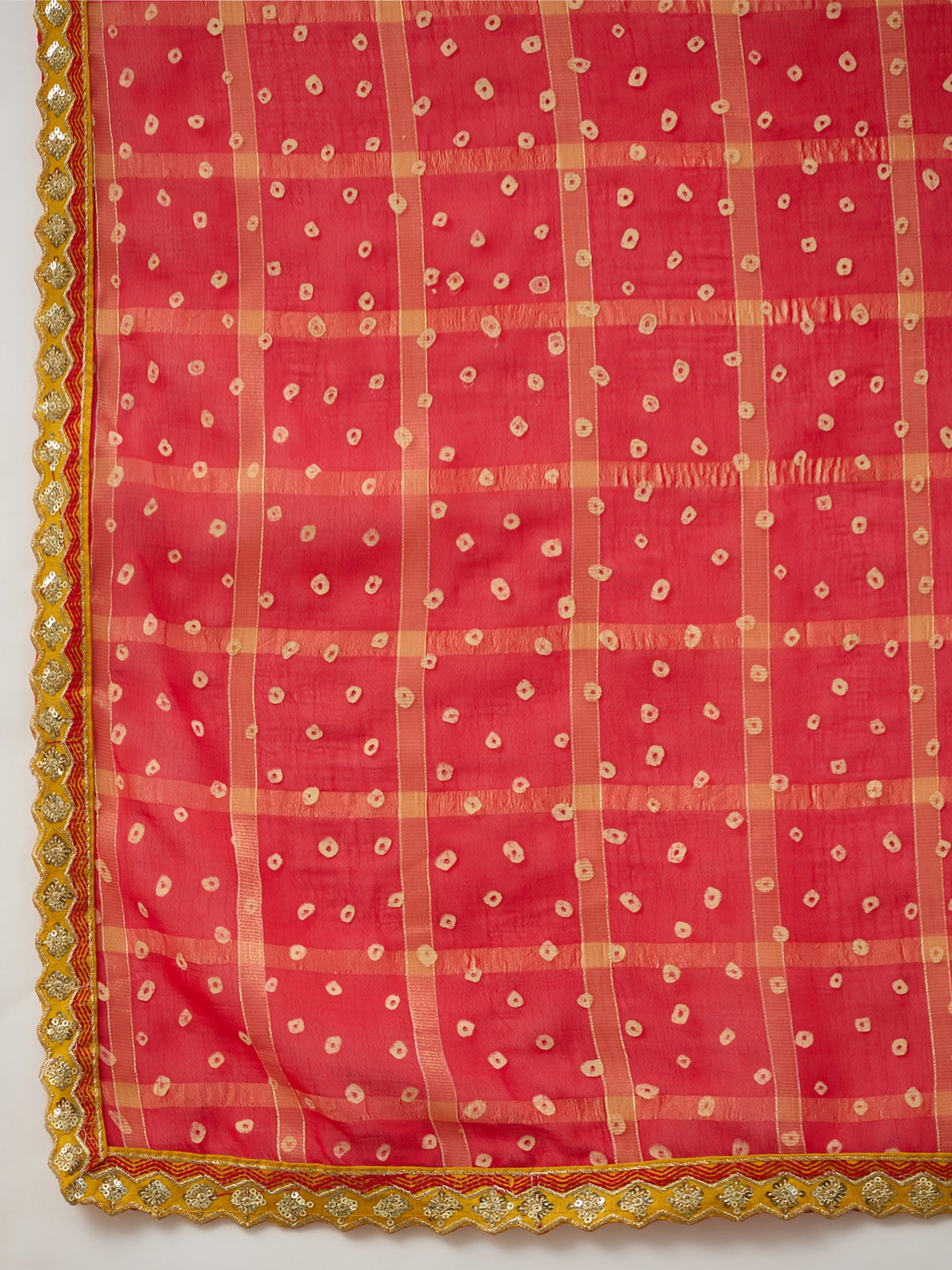 Red Viscose saree – detail view 5