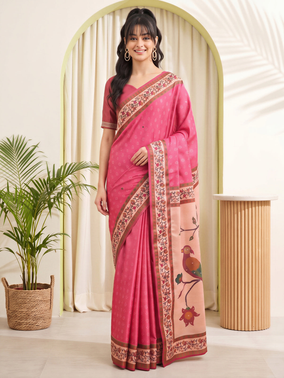 Pink Silk Blend saree – detail view 2