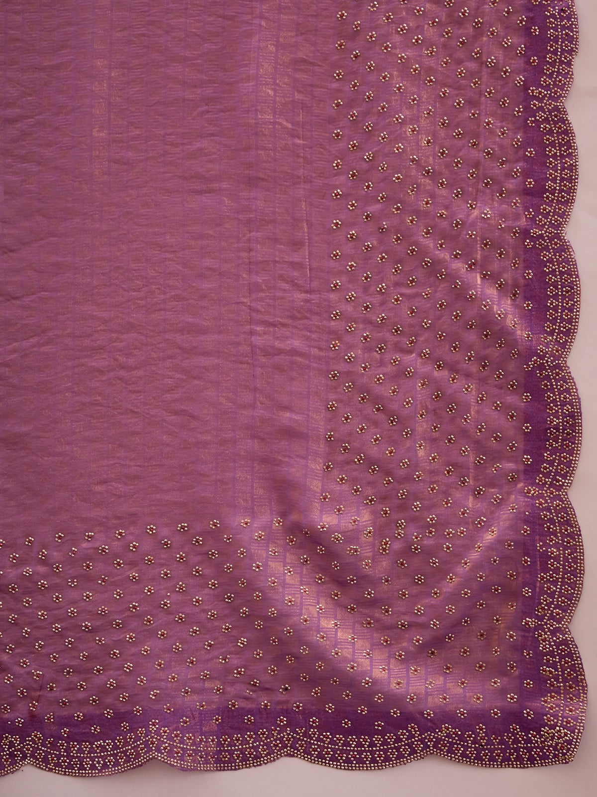 Lavender Satin saree – detail view 4