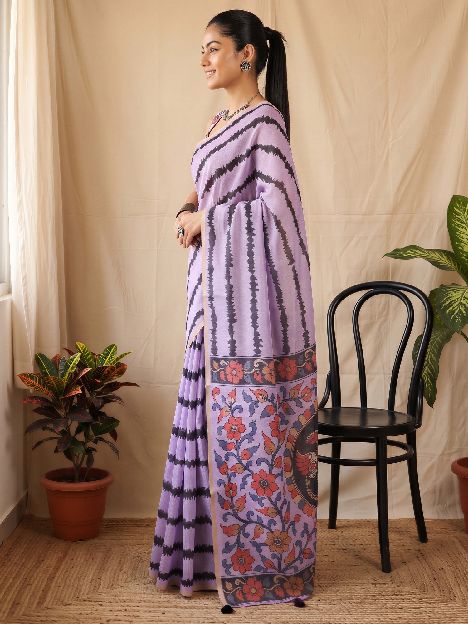 Lavender Cotton Blend saree – detail view 2