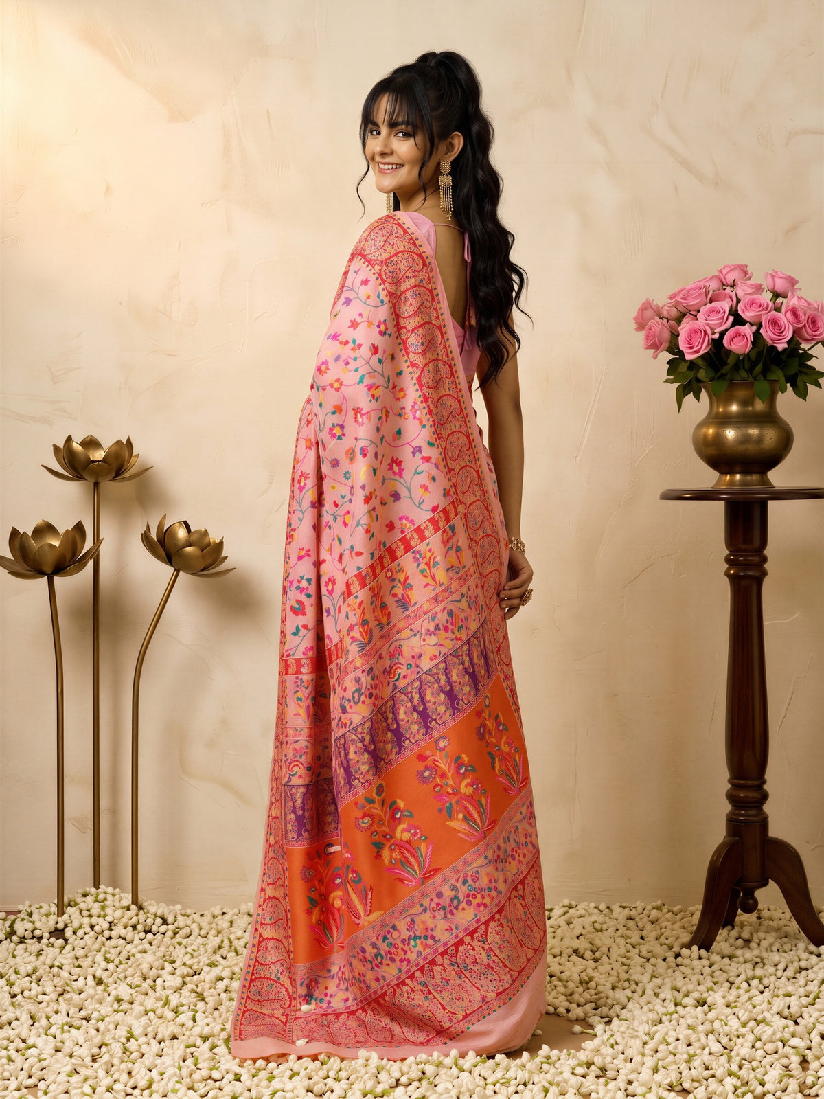 Pink Cotton Silk saree – detail view 1